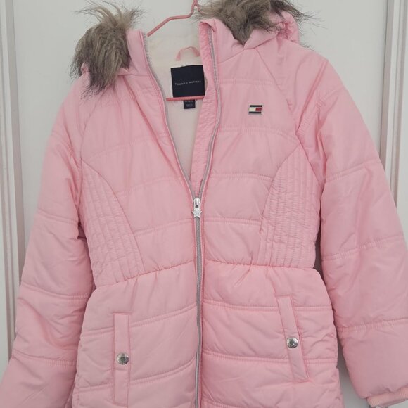 Tommy Hilfiger Other - Kids' Pink Puffer Coat with Fur Hood - Like New